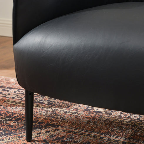 Kadar Leather Barrel Chair-Black Modern Leather Chair | Accent Chairs | Kinwell Furniture | Barrel Chairs
